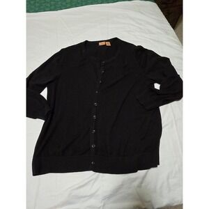 North Crest Womens Plus Black Cotton Rayon Cardigan Sweater 3X /0238